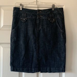 Vintage Boom Boom jeans dark blue stretch denim high waist mini skirt